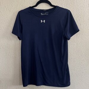 Under Armour Navy Performance HeatGear Tee with White Logo